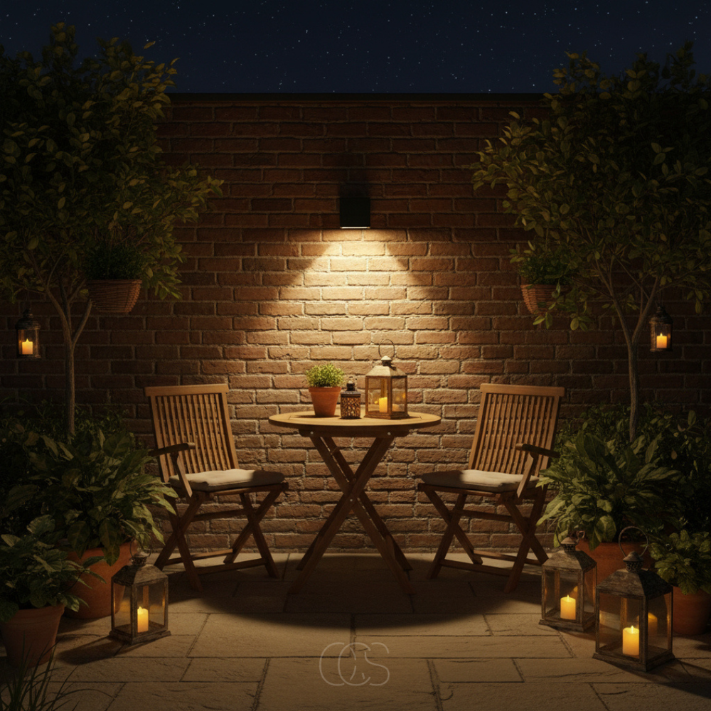 Luxe solcelledrevet LED-vegglampe | Trådløs | IP65 | Utendørs | Svart