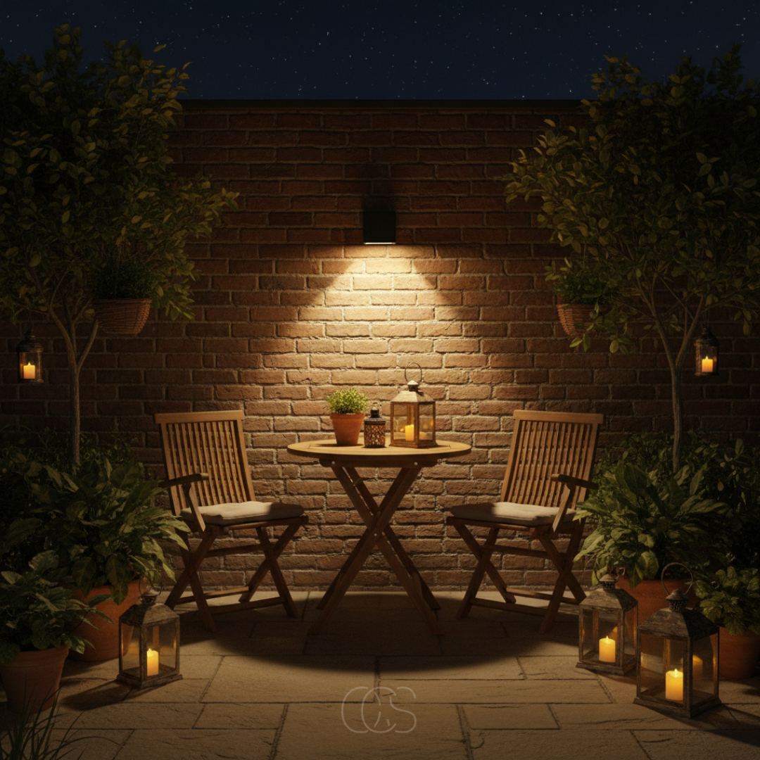Luxe solcelledrevet LED-vegglampe | Trådløs | IP65 | Utendørs | Svart