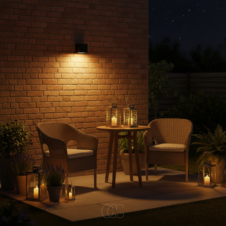 Luxe solcelledrevet LED-vegglampe | Trådløs | IP65 | Utendørs | Svart