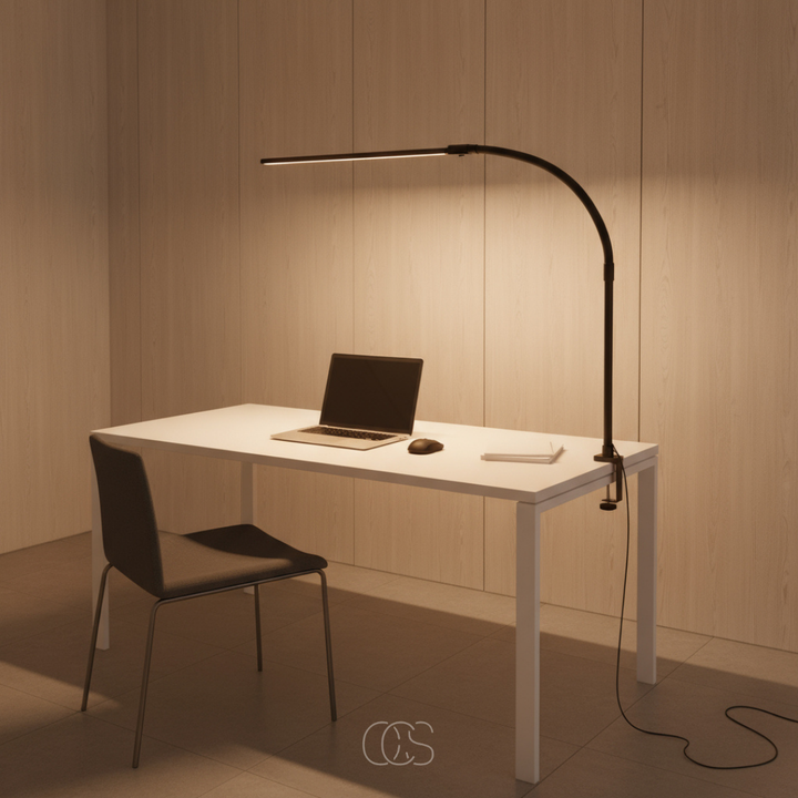 Dimbar skrivebordslampe - 3 lysfarger &amp; justerbart design