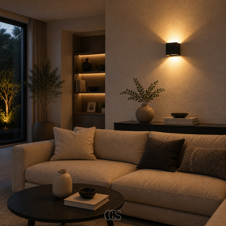 Luxe trådløs vegglampe | firkantet sensorlampe | aluminium 10 x 10 cm