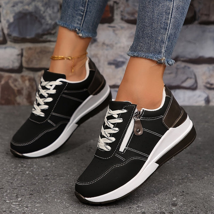 Ortopediske sneakers for damer | Kilesåle med glidelås og snøring