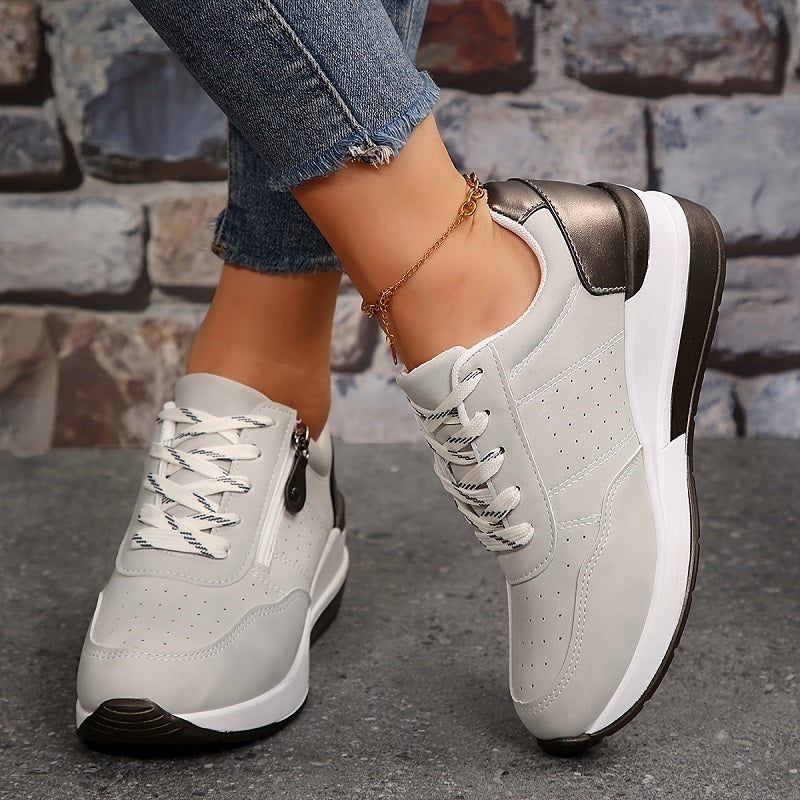 Ortopediske sneakers for damer | Kilesåle med glidelås og snøring