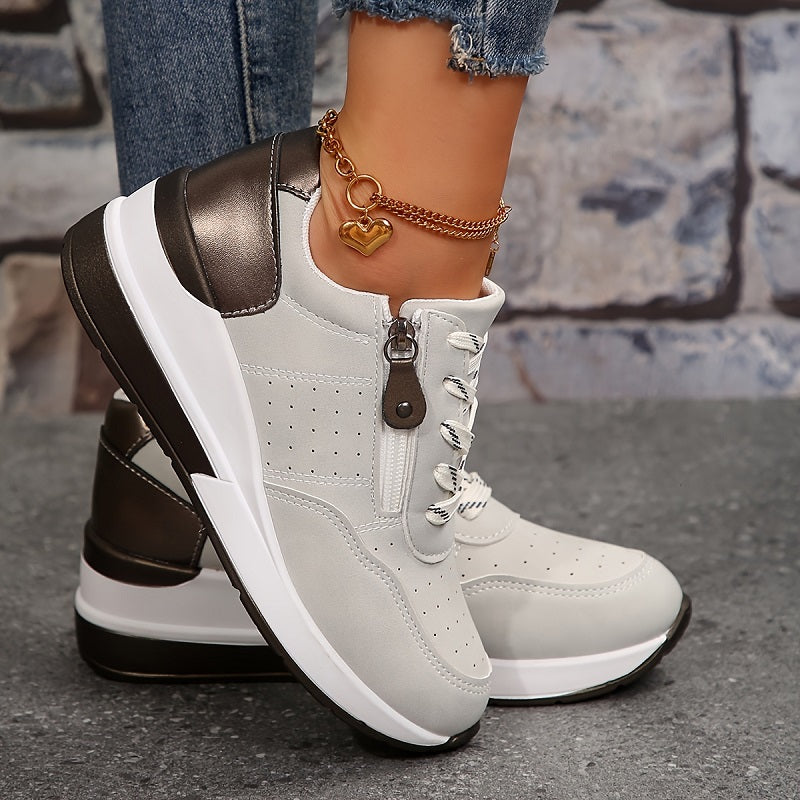 Ortopediske sneakers for damer | Kilesåle med glidelås og snøring