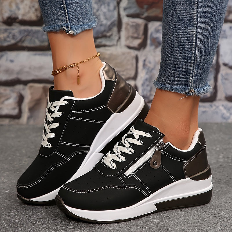 Ortopediske sneakers for damer | Kilesåle med glidelås og snøring