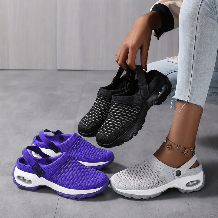 Ortopediske mesh-tresko for damer | Luftputedemping | Sklisikre slip-on-sko
