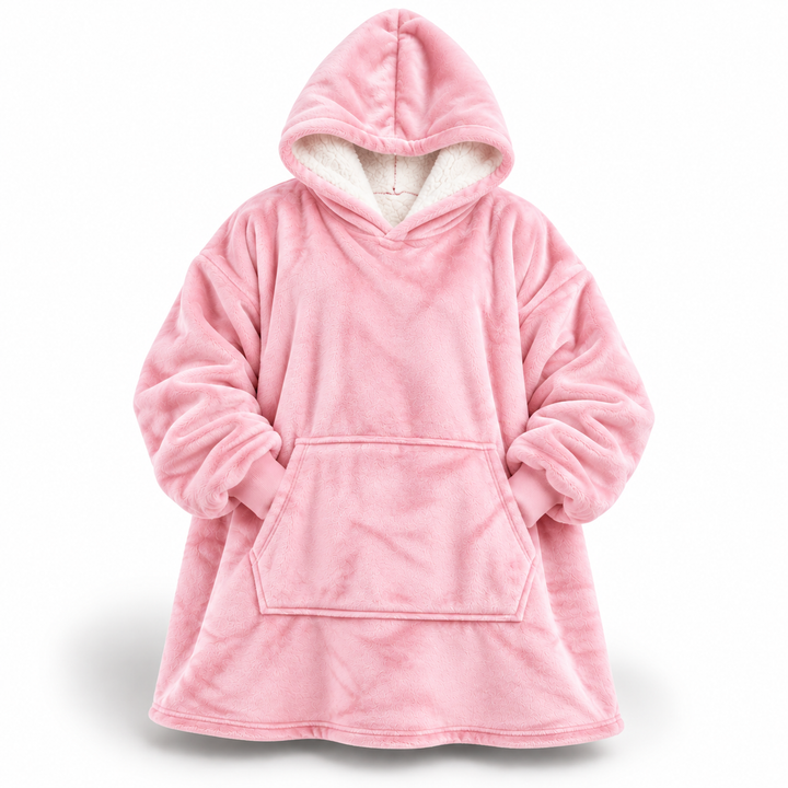 Ultramyk oversized sherpa-hettegenser-teppe (med lomme)