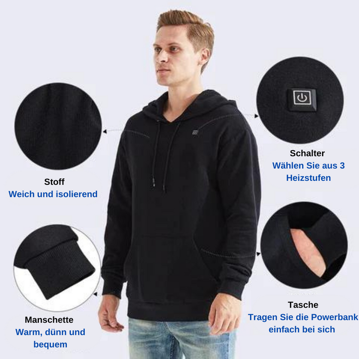 Oppvarmet unisex vinter-hettegenser - ThermaHoodie