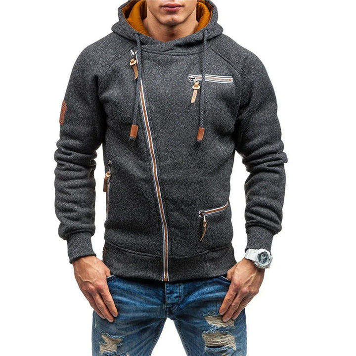 Casual Fleece Hoodie med Lommer for Menn