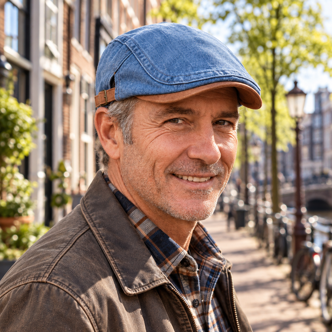 Flatcaps til herre | Retro newsboy-caps i denim
