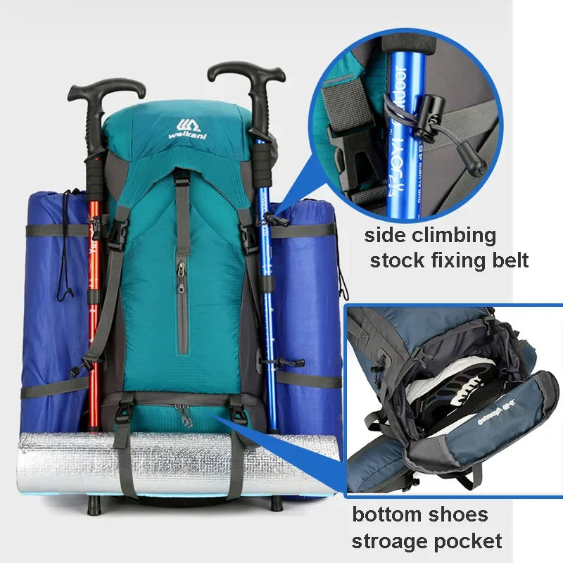 Alpivento 70L Turryggsekk | Vanntett Campingryggsekk med Regntrekk | Stor Utendørsryggsekk for Fotturer, Fjellklatring og Reiser  Merke: