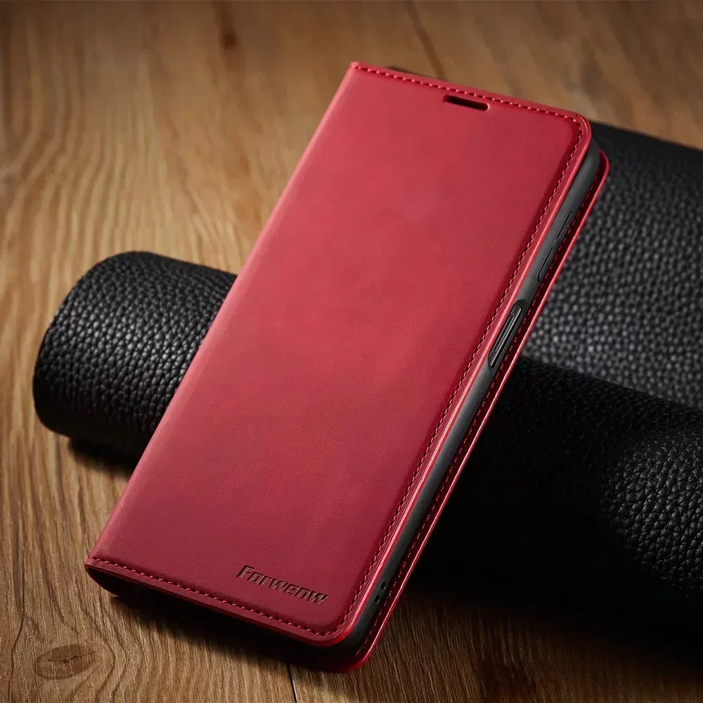 Smarttelefonetui: Magnetisk Skinnveske for Elegant Beskyttelse