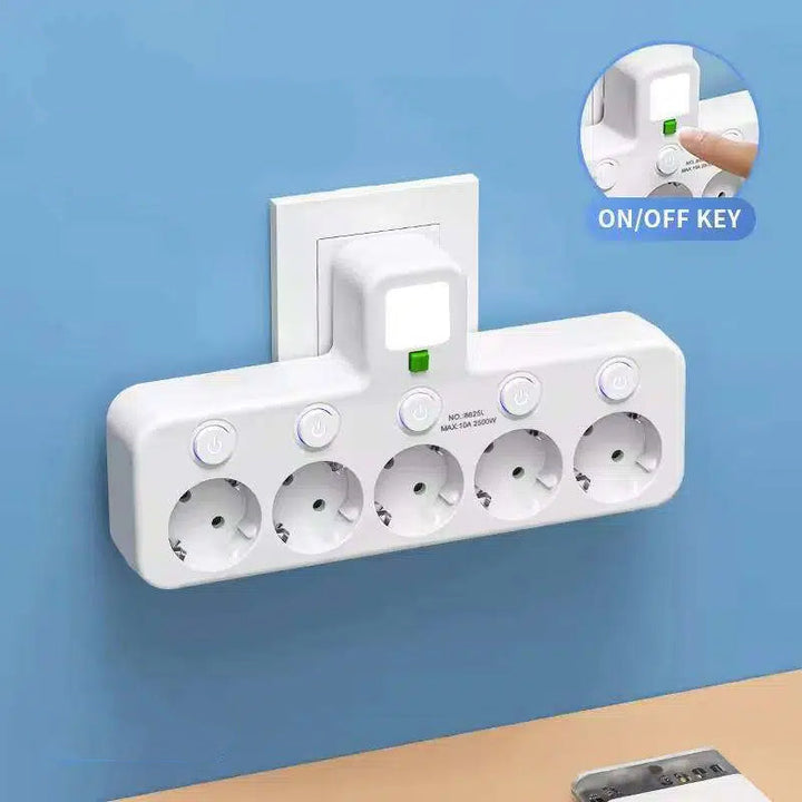 Stikkontaktlist med USB og brytere | Flerveis stikkontakt med overspenningsvern 2500 W
