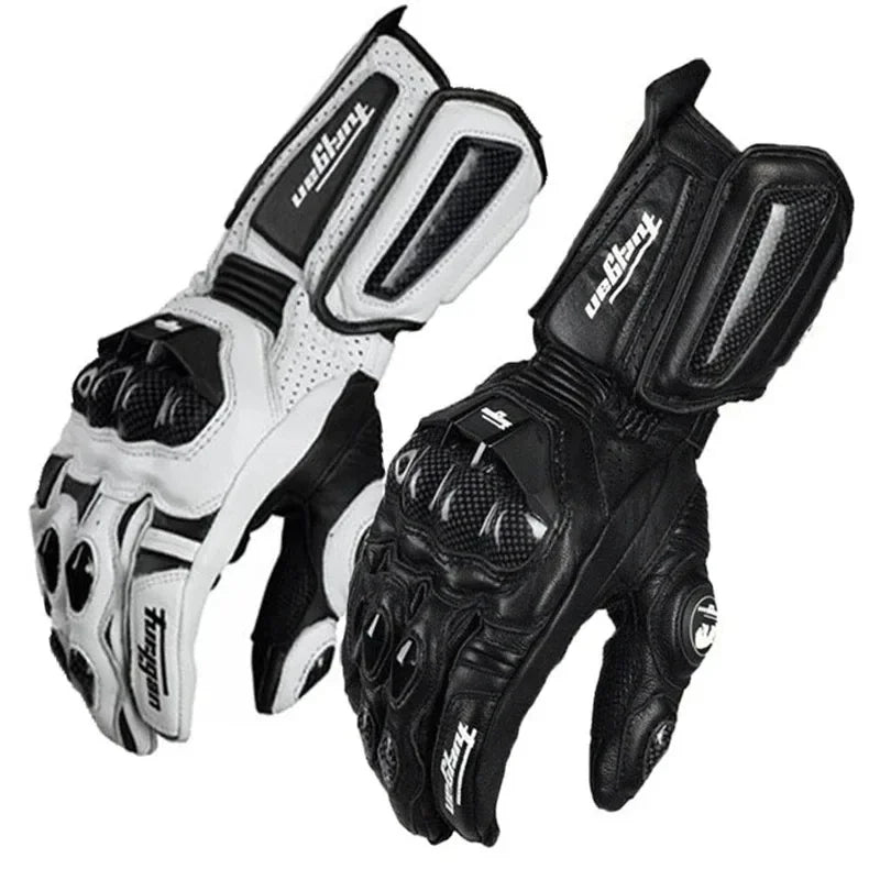 RidePro Carbon MC-hansker | Vanntette og vindtette | Kompatible med berøringsskjerm | Beskyttelse i ekte skinn | For sommer og vinter