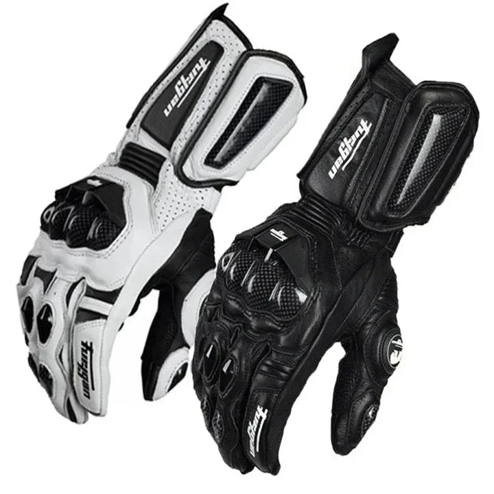 RidePro Carbon MC-hansker | Vanntette og vindtette | Kompatible med berøringsskjerm | Beskyttelse i ekte skinn | For sommer og vinter