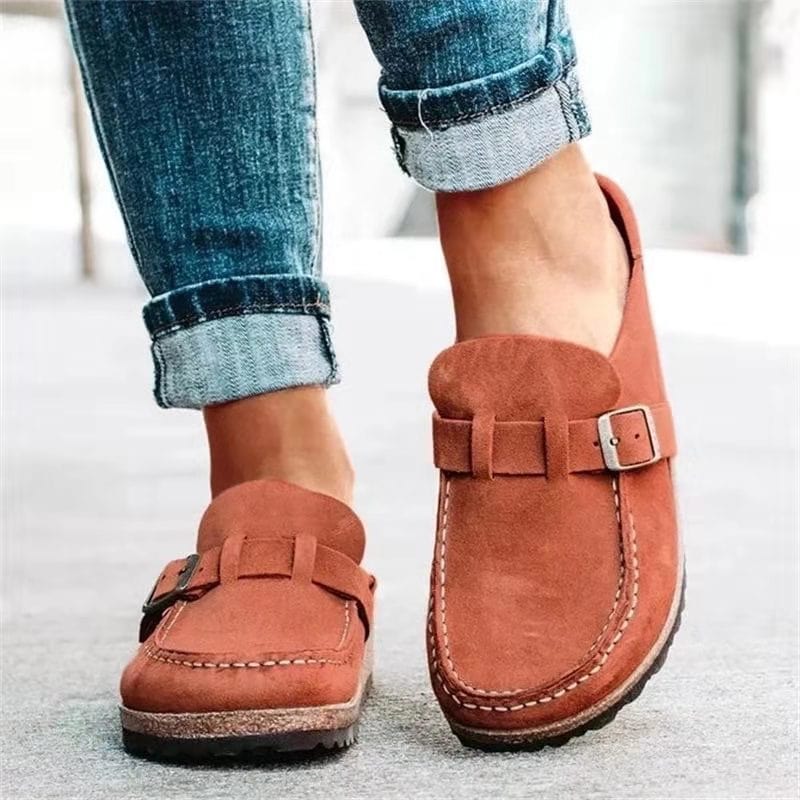 Retro slip-on-sandaler i semsket skinn med ortopedisk komfort - Solenza