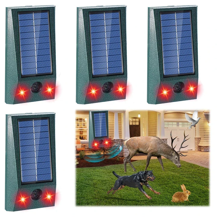 SolarGuardix solcelledrevet ultralydenhet for fugler | Med LED og bevegelsessensor | Vanntett IP58 | Dekker 600 m²