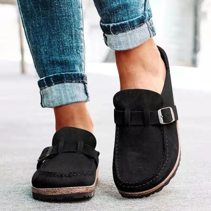 Retro slip-on-sandaler i semsket skinn med ortopedisk komfort - Solenza