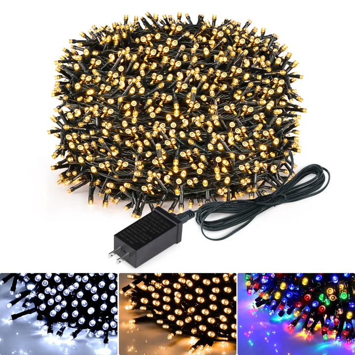 LuminaraX | Utendørs LED-lyslenke 24V | 8 lysmodus | Vanntett IP65 | 10–100 m | Til hage, hjem og julepynt