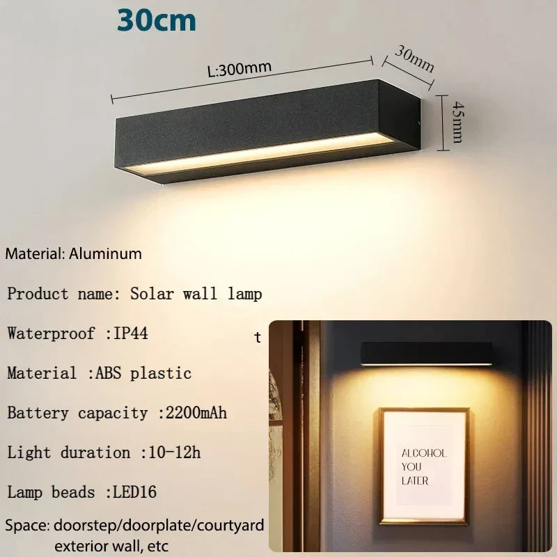 Solavella solcelle-vegglampe | 16 LED | Superlys og vanntett | For hage, balkong og husvegg | Varmhvit og kaldhvit