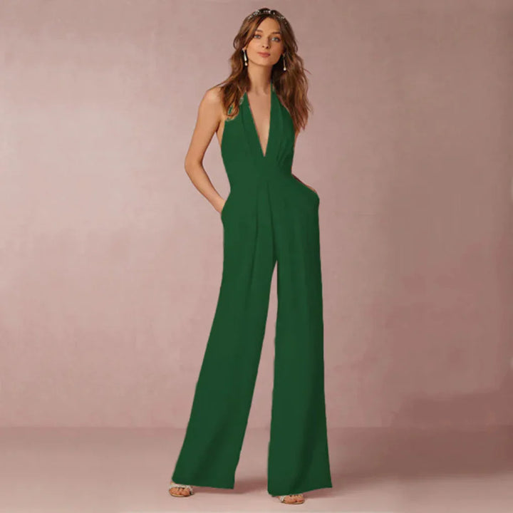 Dyp V-hals Ryggløs Jumpsuit