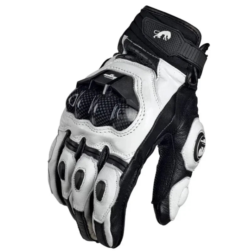 RidePro Carbon MC-hansker | Vanntette og vindtette | Kompatible med berøringsskjerm | Beskyttelse i ekte skinn | For sommer og vinter