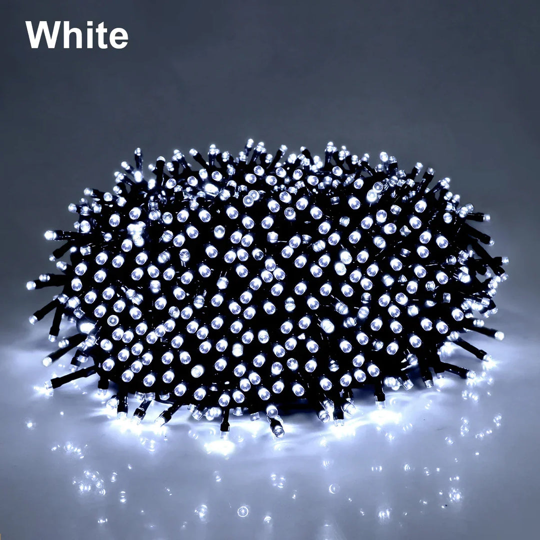 LuminaraX | Utendørs LED-lyslenke 24V | 8 lysmodus | Vanntett IP65 | 10–100 m | Til hage, hjem og julepynt