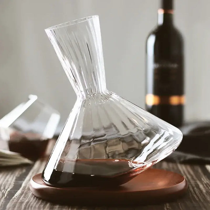 LuxeSwirl Krystalldekanter | Roterende 360°-glasskaraffel for vin, whisky og champagne