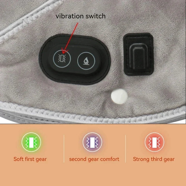 ThermoLiva varmemassasjeapparat for nakke og skuldre | USB-varmepute med vibrasjon | 3 temperaturnivåer og timer | Myk plysj