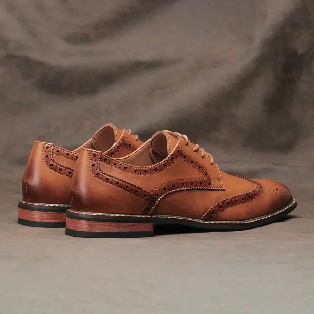 Lær Wingtip Brogue Oxford Snøresko