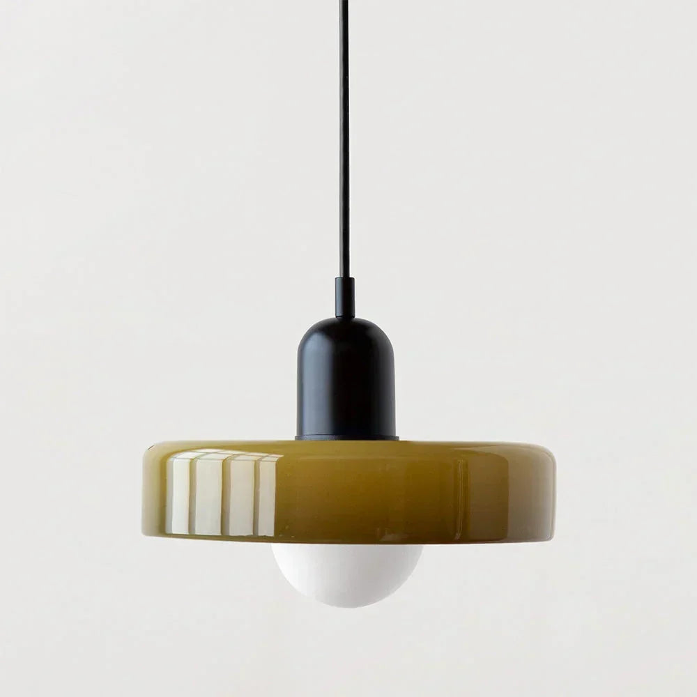 Bauhaus pendellampe i fargeglass
