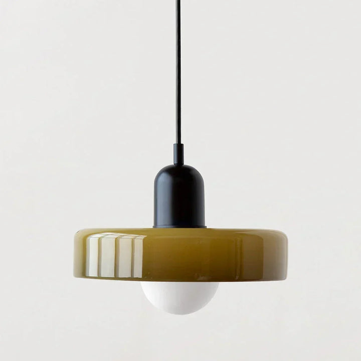 Bauhaus pendellampe i fargeglass