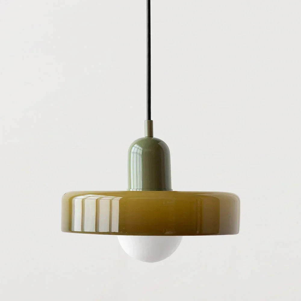 Bauhaus pendellampe i fargeglass