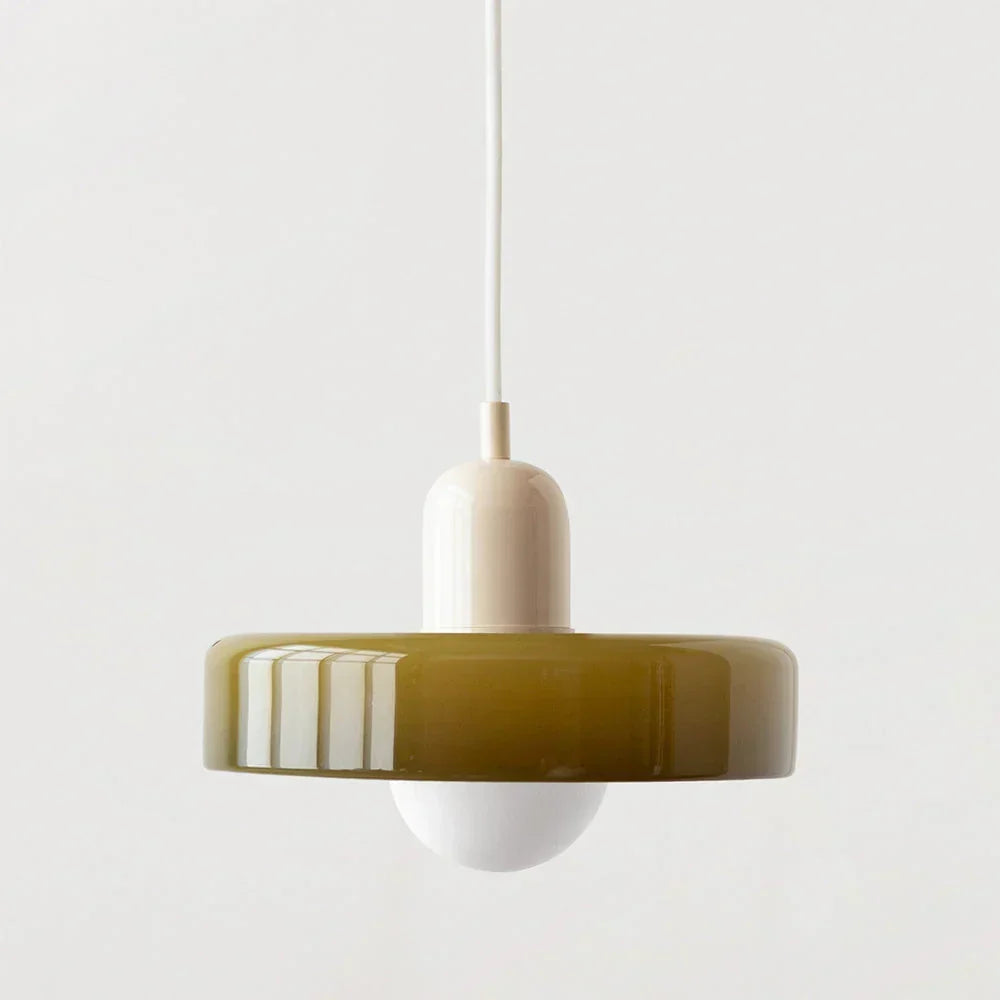 Bauhaus pendellampe i fargeglass