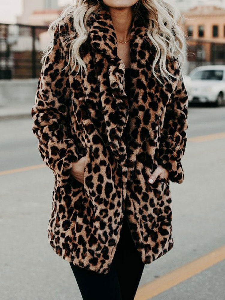 Vinterjakke med leopardmønster for dame - Sofia