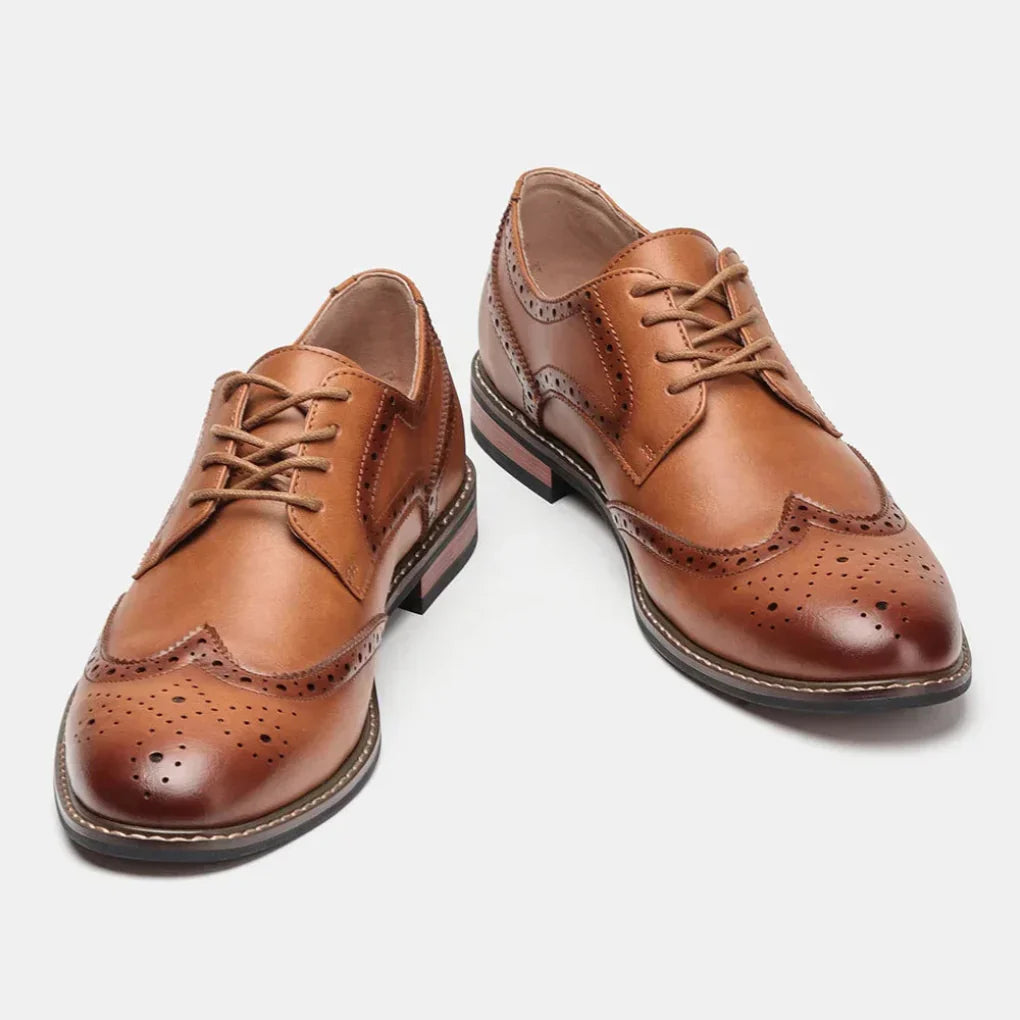 Lær Wingtip Brogue Oxford Snøresko