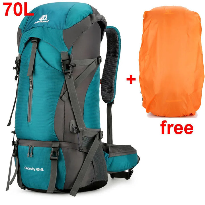 Alpivento 70L Turryggsekk | Vanntett Campingryggsekk med Regntrekk | Stor Utendørsryggsekk for Fotturer, Fjellklatring og Reiser  Merke:
