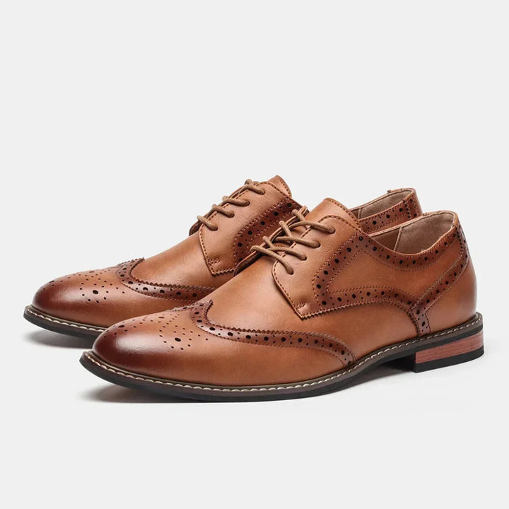 Lær Wingtip Brogue Oxford Snøresko