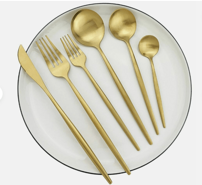 Luxe Bestikksett i Rustfritt Stål – Design i Gullfarge | 24 deler / 48 deler