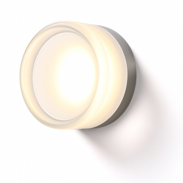 Rund moderne veggarmatur i glass med LED, 1 lyspunkt