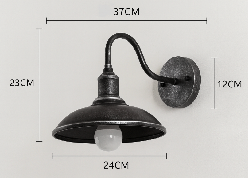 Vintage Industriell Utendørs Vegglampe i Jern LED 1 Lyskilde
