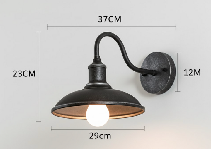 Vintage Industriell Utendørs Vegglampe i Jern LED 1 Lyskilde