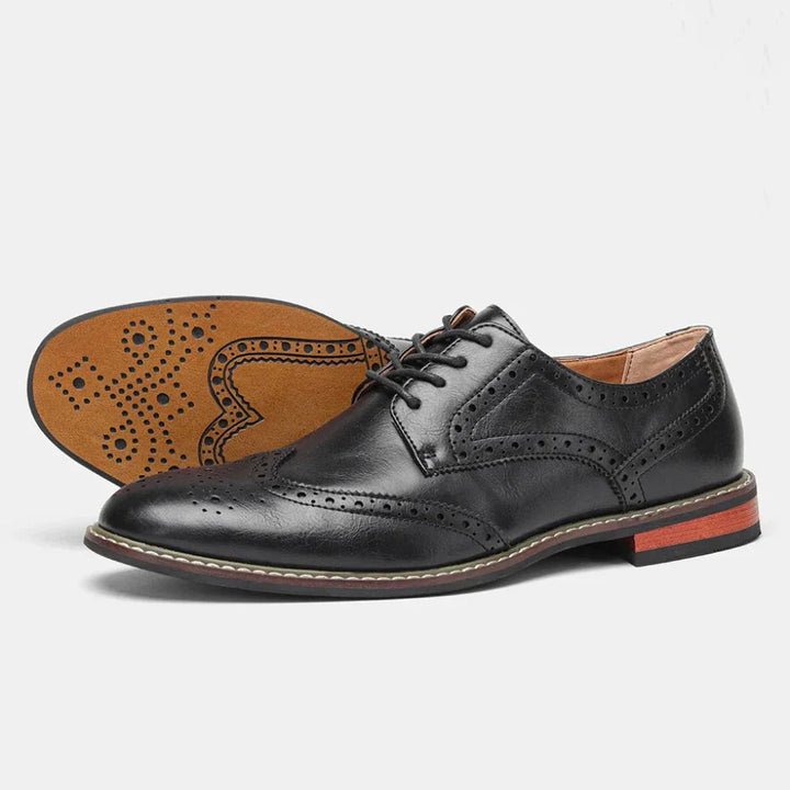 Lær Wingtip Brogue Oxford Snøresko