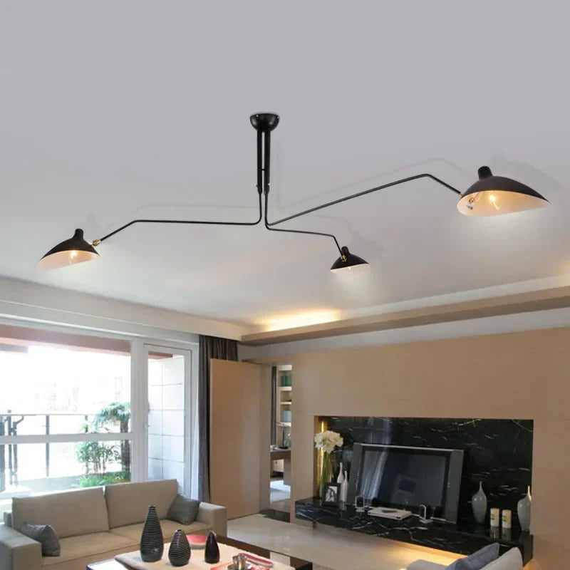 Svart taklampe med svingbare armer – moderne design