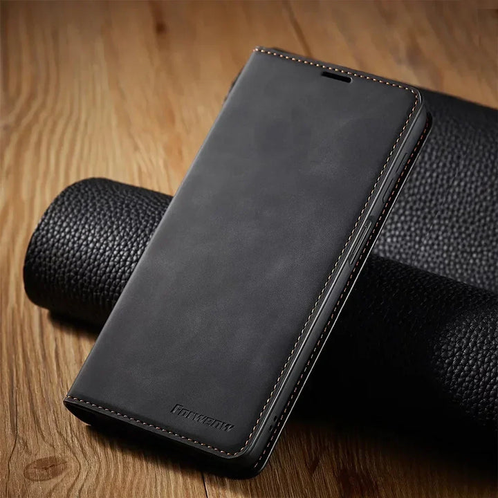 Smarttelefonetui: Magnetisk Skinnveske for Elegant Beskyttelse