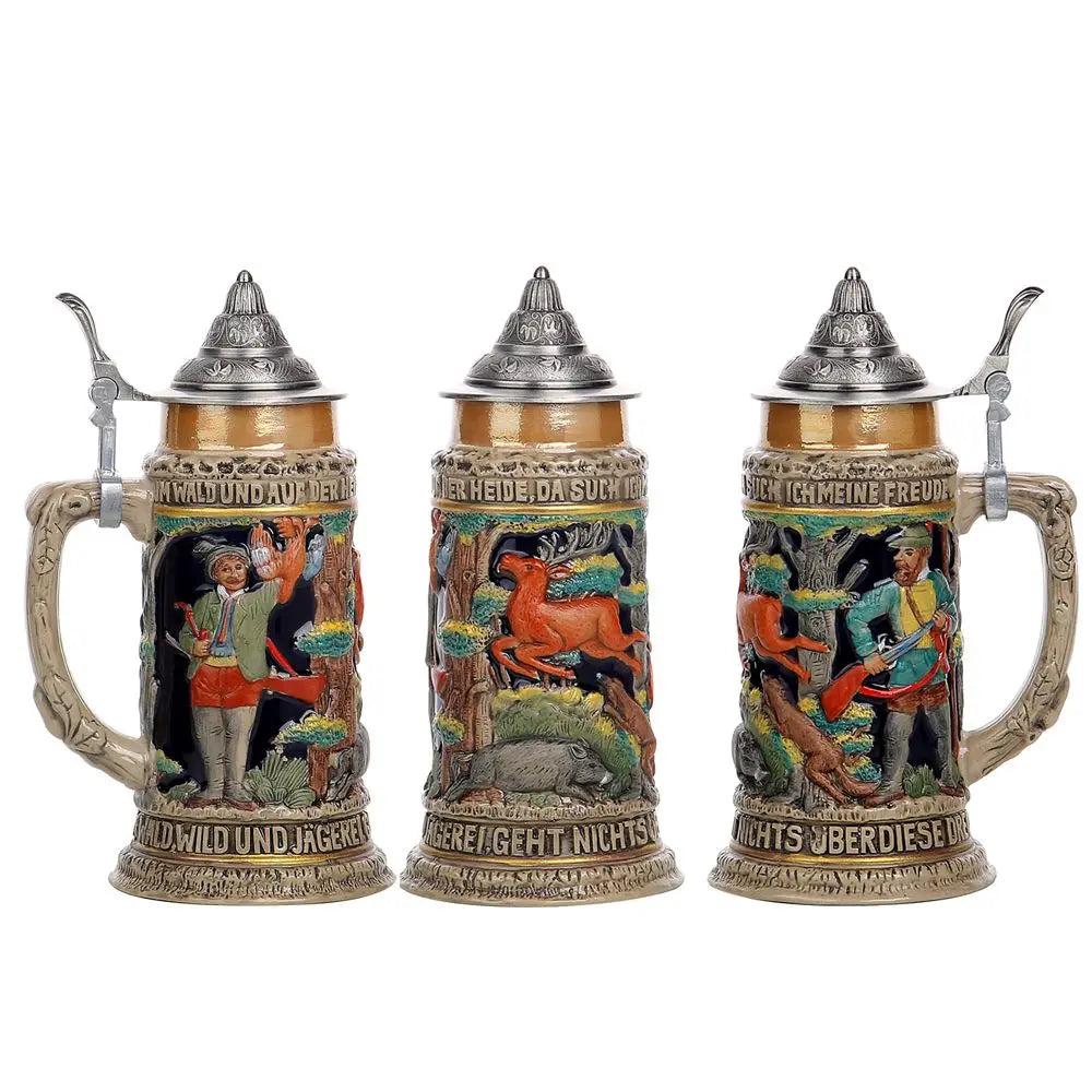 Ølkrus med relieff og tinnlokk (0,8 l) – Bayern Oktoberfest-krus 2025