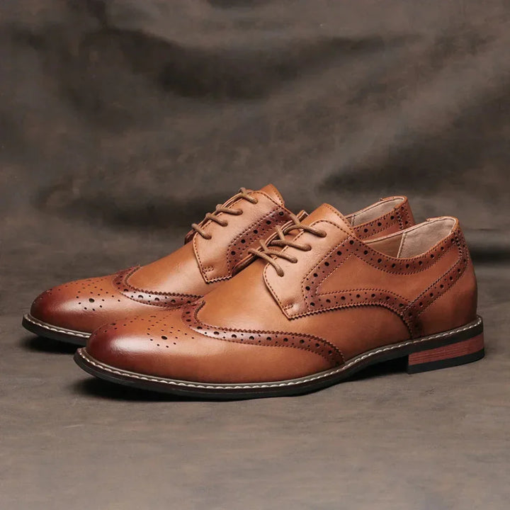 Lær Wingtip Brogue Oxford Snøresko