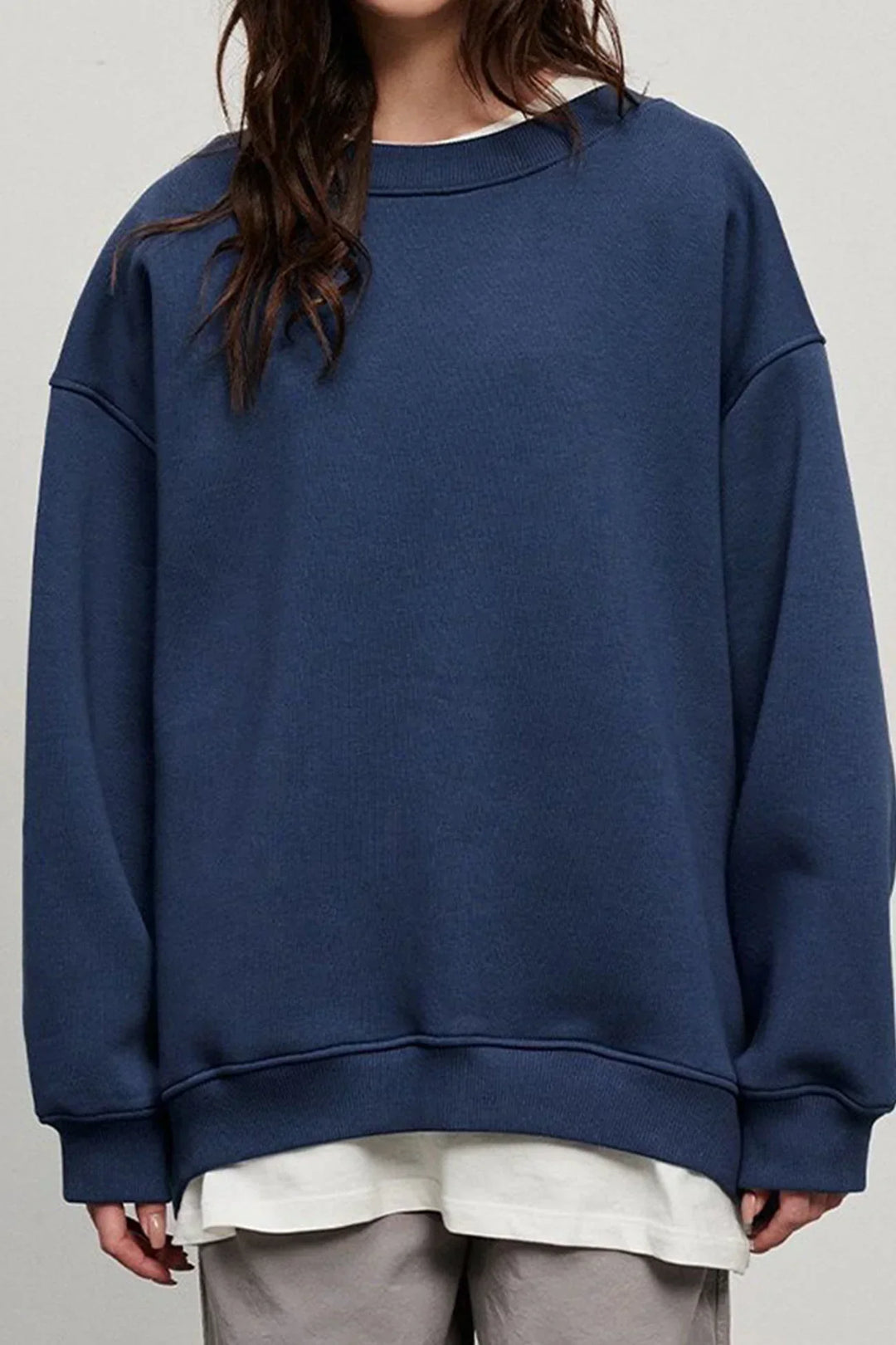 Oversized Sweatshirt til Dame – Bomull, Uformell med Rund Hals for Behagelige Hverdagsantrekk