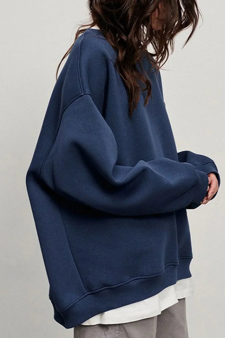 Oversized Sweatshirt til Dame – Bomull, Uformell med Rund Hals for Behagelige Hverdagsantrekk