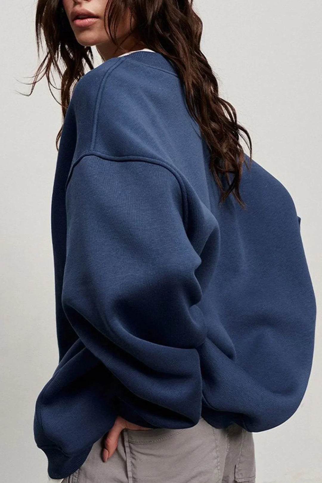 Oversized Sweatshirt til Dame – Bomull, Uformell med Rund Hals for Behagelige Hverdagsantrekk